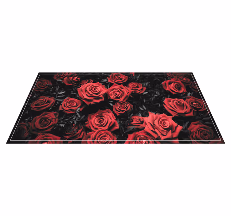Vinyl tapijt bloemen en planten realistisch rode rozen - TenStickers