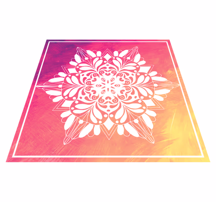 Uitgebreide botanische opstelling vinyl tapijt mandala - TenStickers