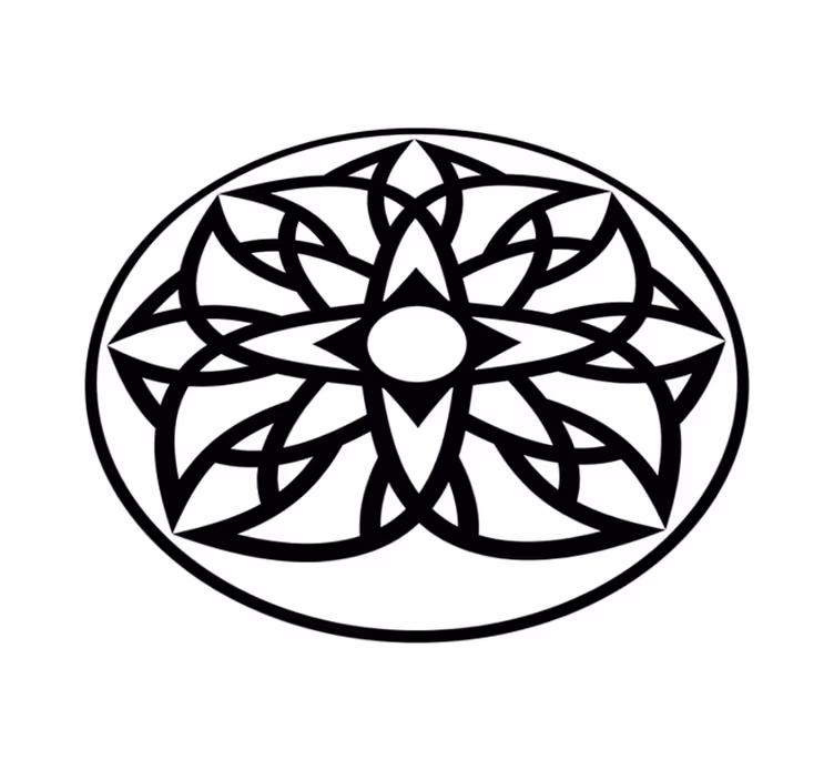 Zwart-wit ontwerp vinyl tapijt mandala - TenStickers