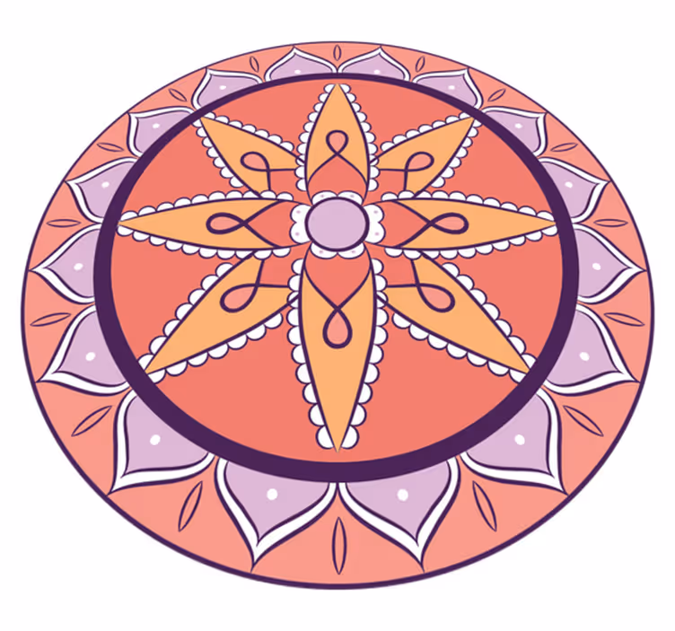Eenvoudig roze motief vinyl tapijt mandala - TenStickers