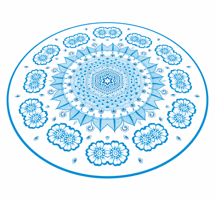 Ingewikkelde bloemeninspiratie vinyl tapijt mandala - TenStickers
