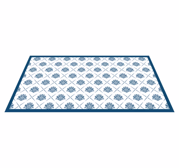Bloemig blauw motief vinyl tapijt badkamer - TenStickers