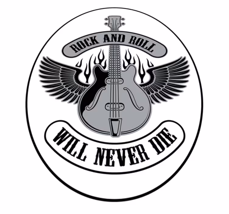 Rock-'n-roll zal nooit sterven vinyl tapijt met naam - TenStickers