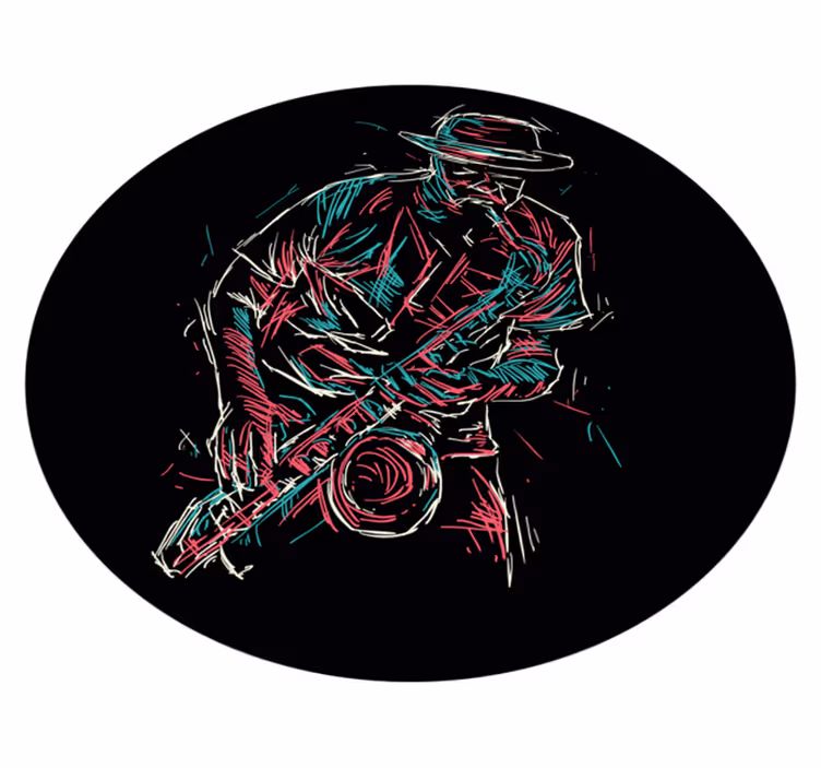 Optreden van een jazzmuzikant vinyl vloerkleed rond - TenStickers