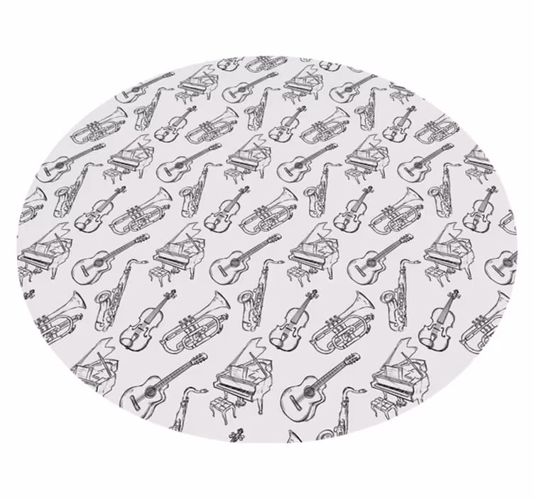 Muziekinstrumentenmotief vinyl vloerkleed rond - TenStickers