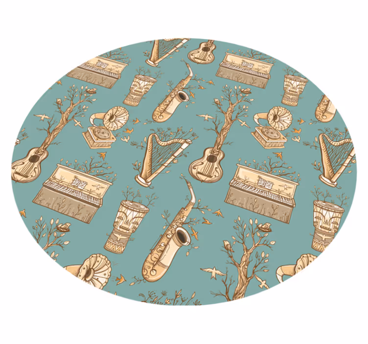 Muziekinstrumenten harmonie vinyl tapijt voor meer kinderen - TenStickers