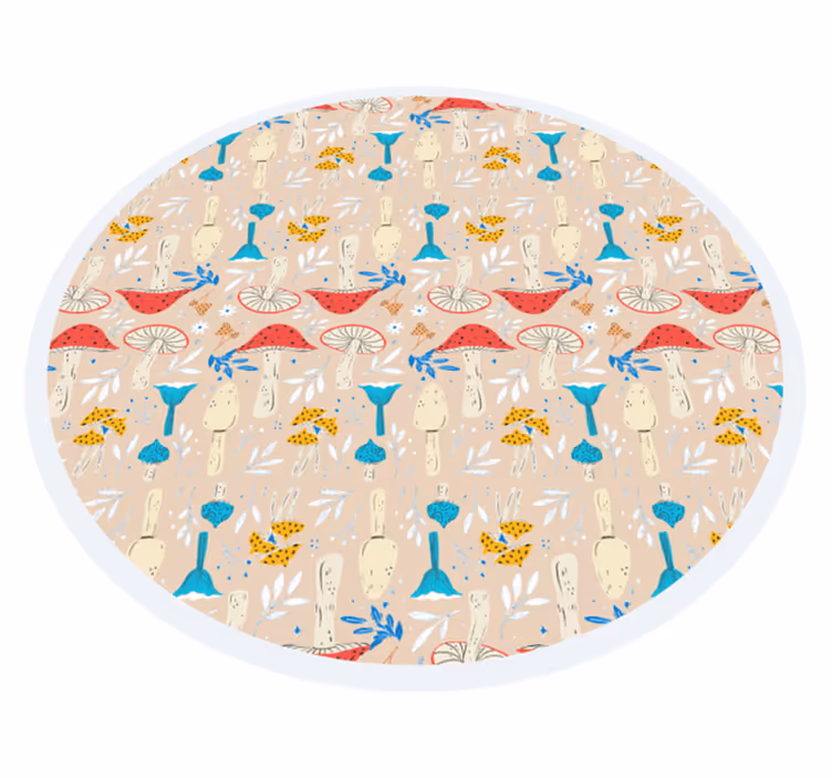 Door de natuur geïnspireerde patronen vinyl vloerkleed rond - TenStickers