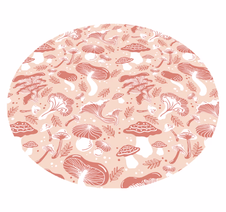 Paddenstoel botanische kunst vinyl vloerkleed rond - TenStickers