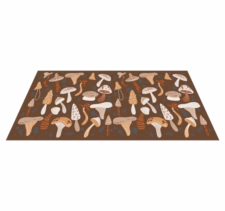 Paddenstoelpatronen vinyl tapijt natuur - TenStickers