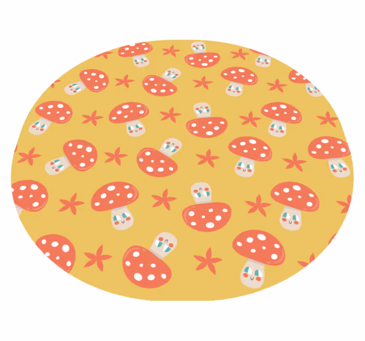 Paddenstoelenplezier vinyl vloerkleed rond - TenStickers