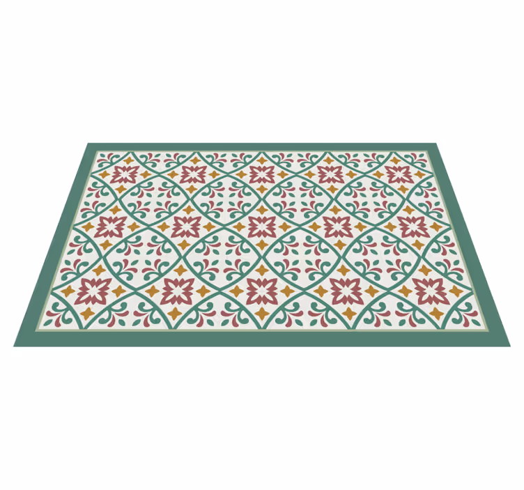 Elegante bloemenmozaïek vinyl vloerkleed keuken - TenStickers