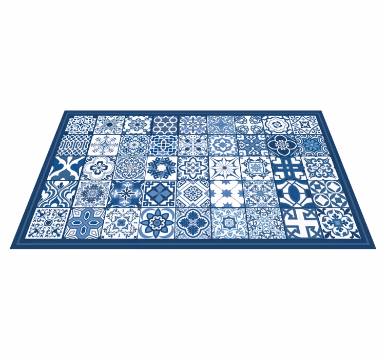 Klassieke blauwe patronen vinyl tapijt tegels - TenStickers