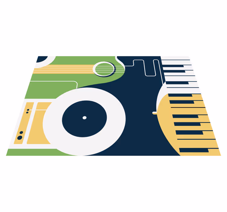 Muziekinstrumentmotief vinyl tapijt rechthoekig - TenStickers