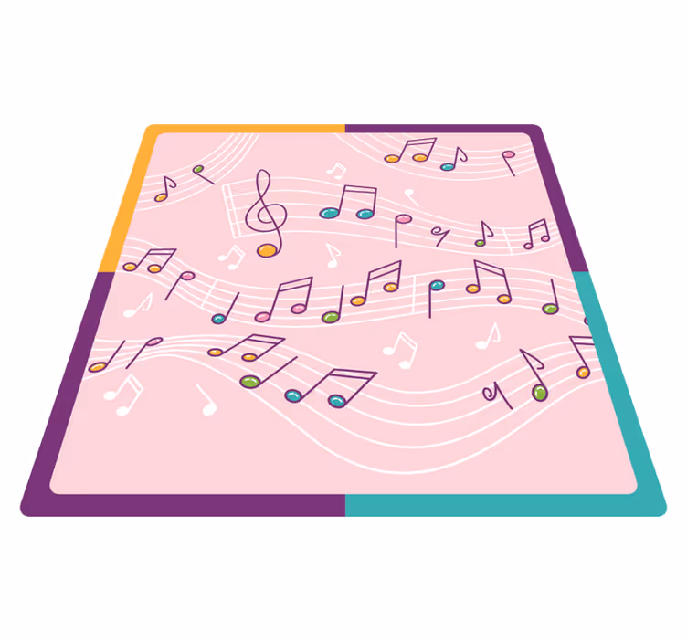 Melodieuze noten thema vinyl tapijt tiener - TenStickers