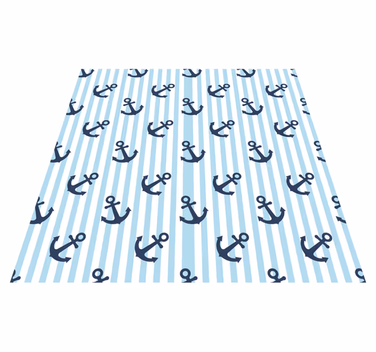 Maritiem ankermotief vinyl tapijt met strepen - TenStickers