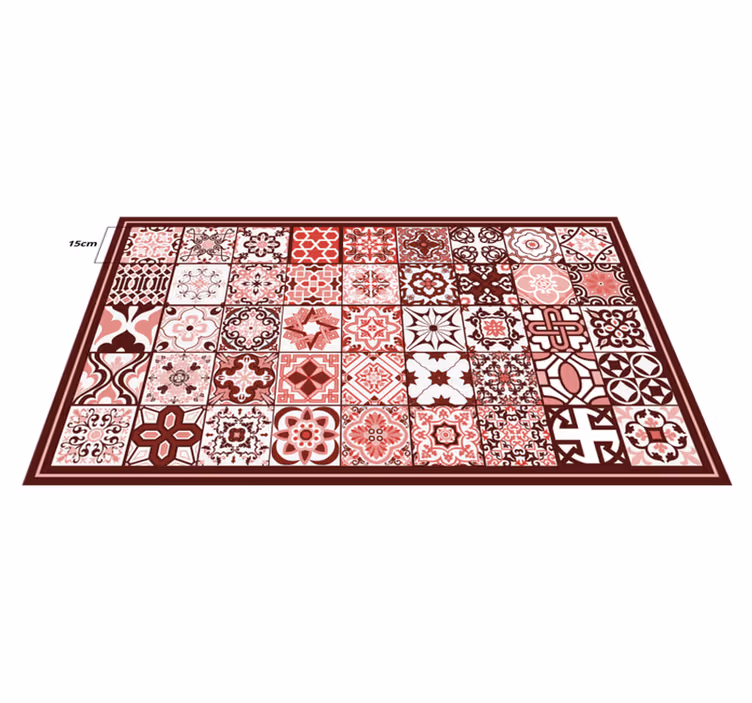 Rood mozaïekpatroon vinyl tapijt tegels - TenStickers