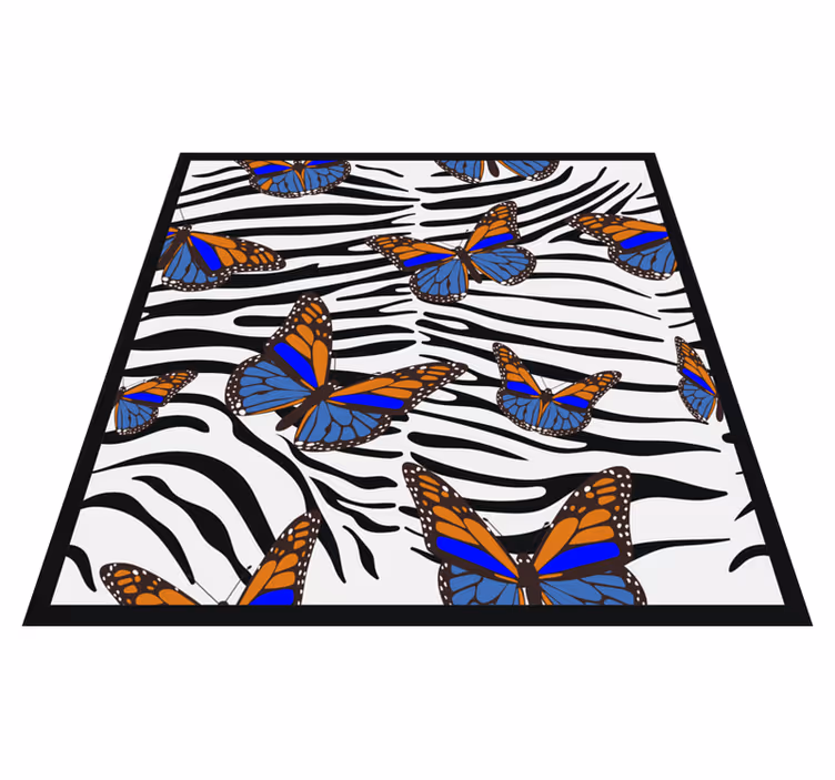 Vlinder zebra patroon vinyl tapijt dierenprint - TenStickers