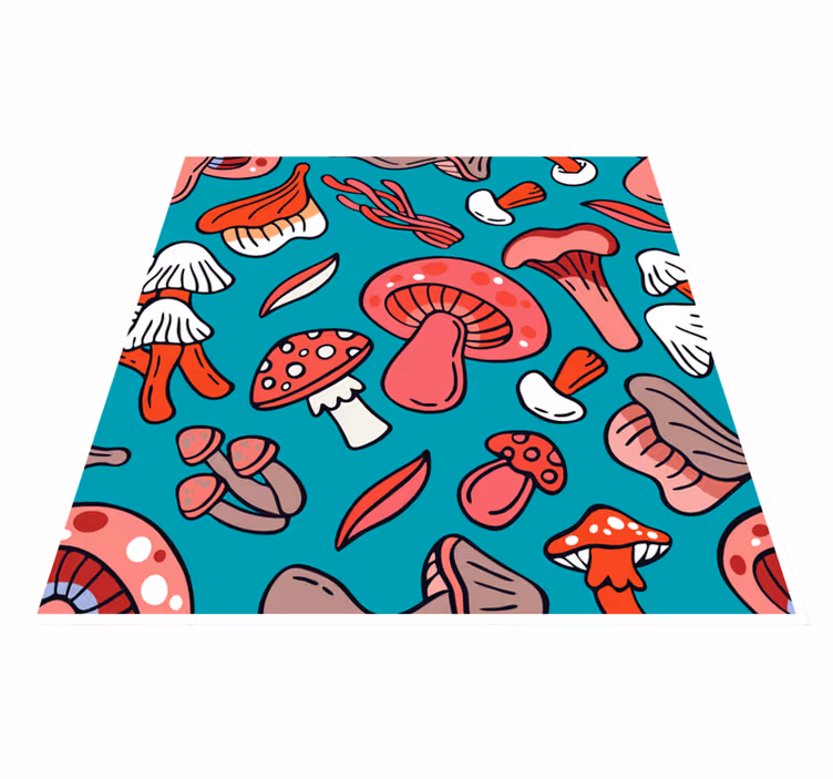 Levendige paddenstoelprint vinyl tapijt natuur - TenStickers