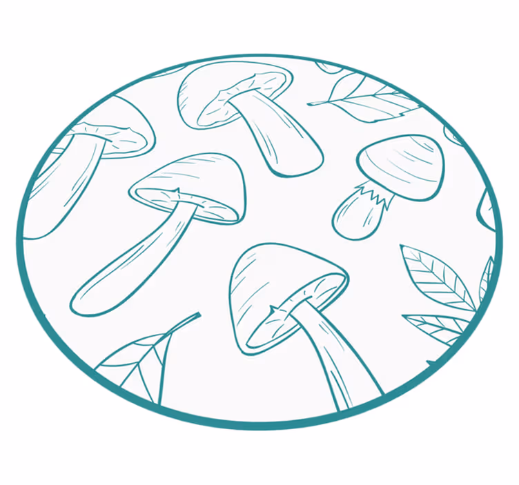 Paddenstoelbladmotief vinyl tapijt natuur - TenStickers