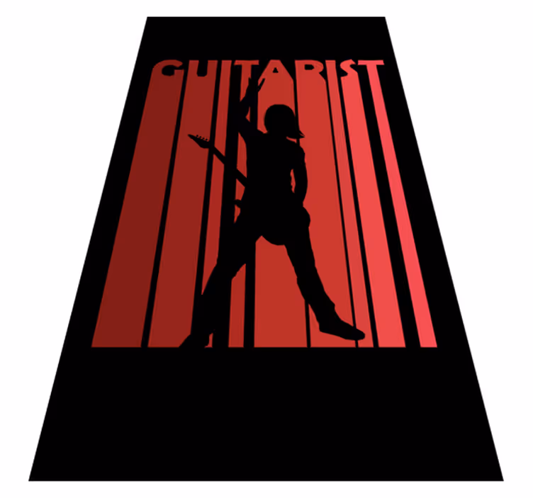 Gitarist silhouet vinyl tapijt met textuur - TenStickers