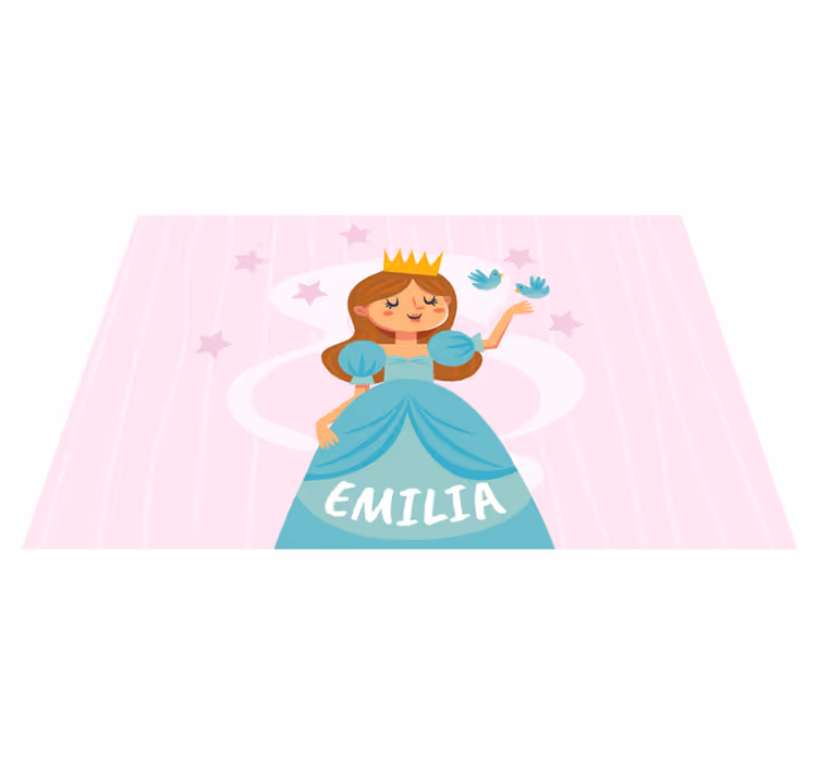 Prinses karakterontwerp vinyl tapijt met naam - TenStickers