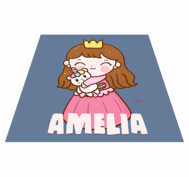 Vinyl tapijt voor meer kinderen prinses met eenhoorn naam - TenStickers