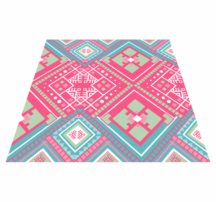 Roze tribalmotief etnisch vinyl tapijt - TenStickers