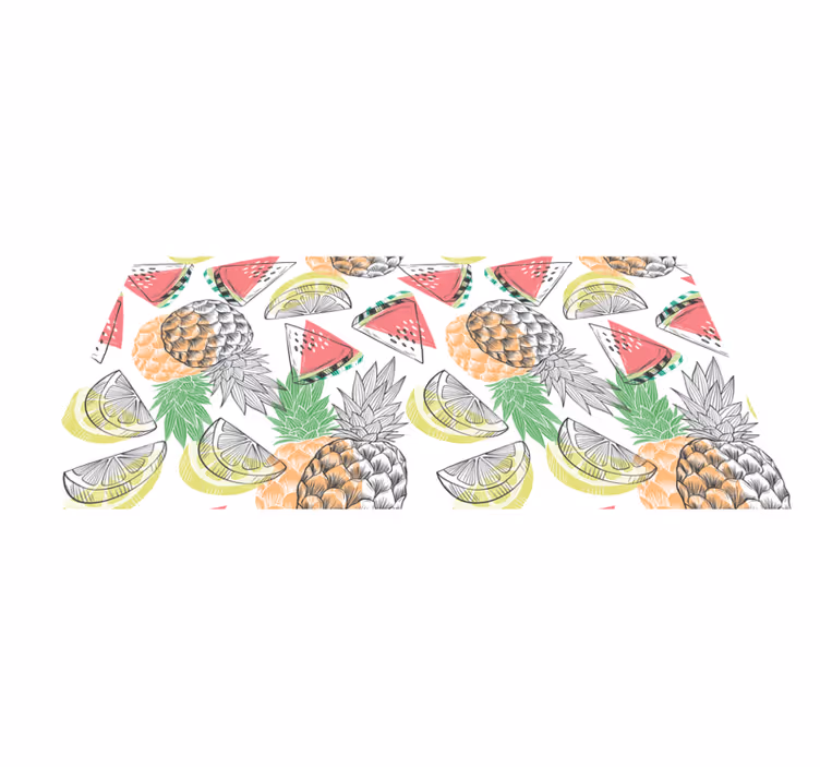 Fruitige tropische charme vinyl tapijt bloemen en planten - TenStickers