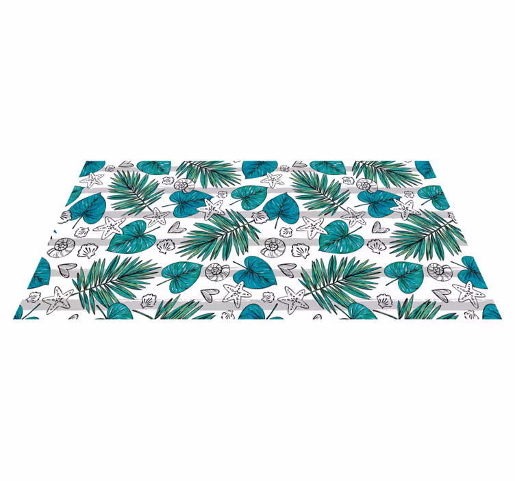 Tropische bladillustraties vinyl tapijt natuur - TenStickers