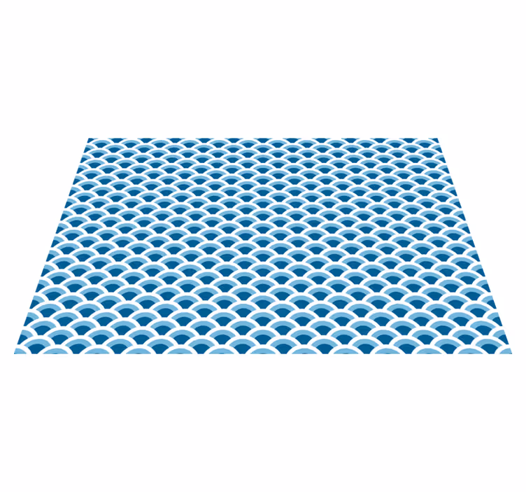 Blauwe golfpatronen vinyl tapijt Scandinavisch - TenStickers