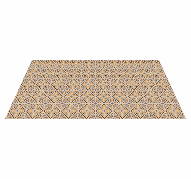 Goud en blauw barokpatroon vinyl tapijt - TenStickers