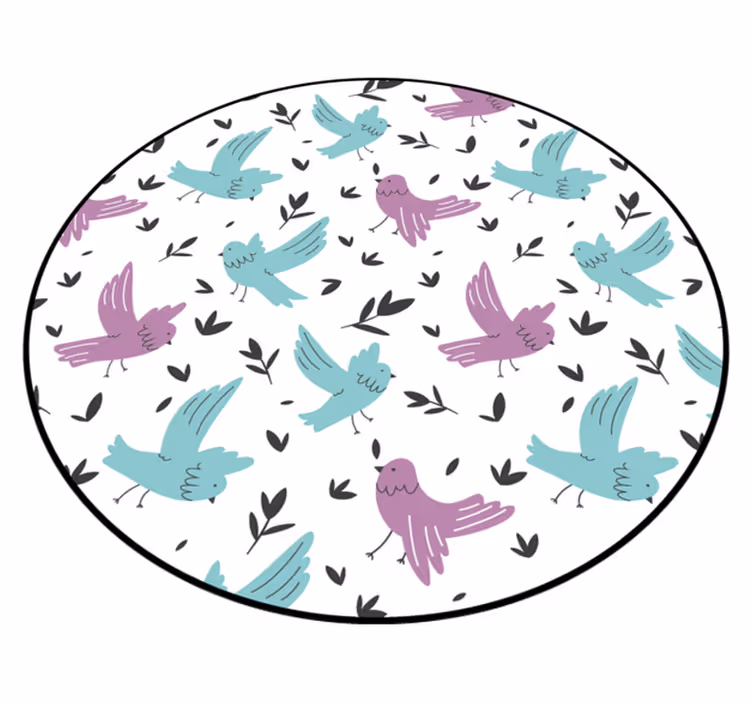 Blauwe en paarse vogels vinyl tapijt natuur - TenStickers