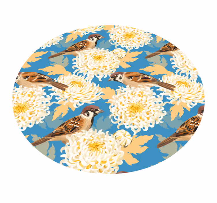 Vinyl tapijt bloemen en planten sparrow bloemenpatroon - TenStickers