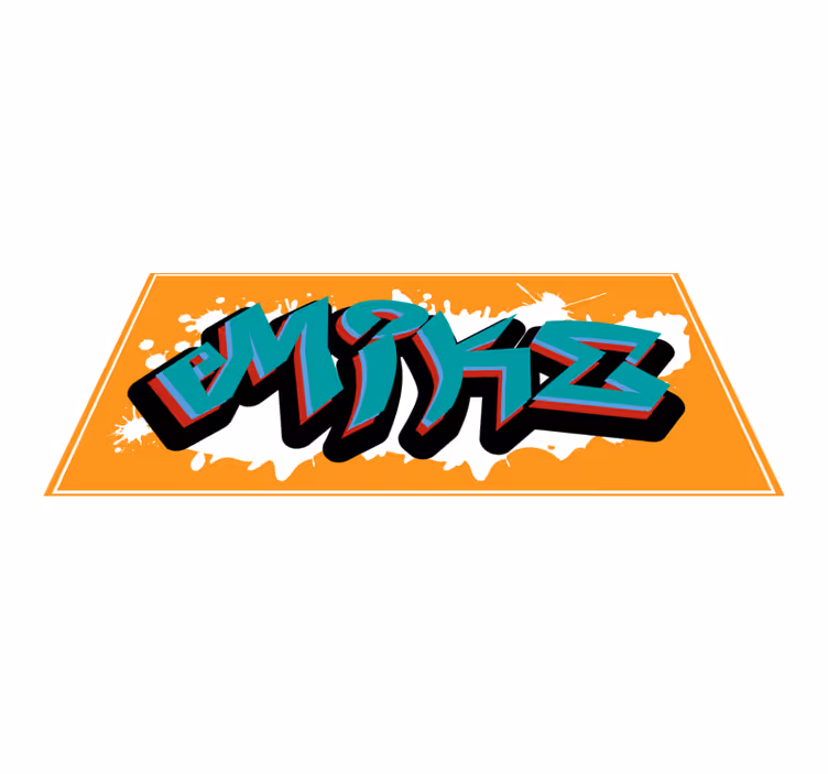Titel kunstwerk vinyl tapijt met naam - TenStickers