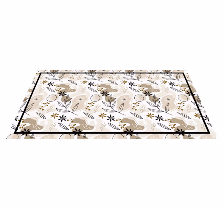 Beige bladelementen vinyl tapijt bloemen en planten - TenStickers