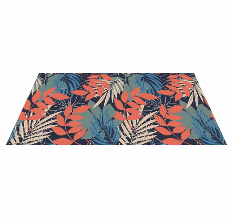 Levendig bladpatroon vinyl tapijt bloemen en planten - TenStickers