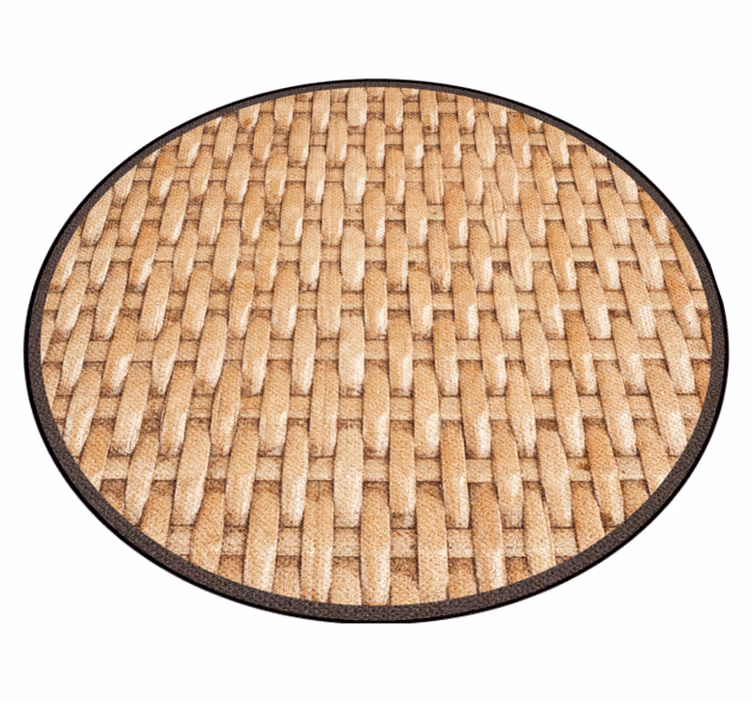 Geweven natuurlijke tinten vinyl vloerkleed rond - TenStickers
