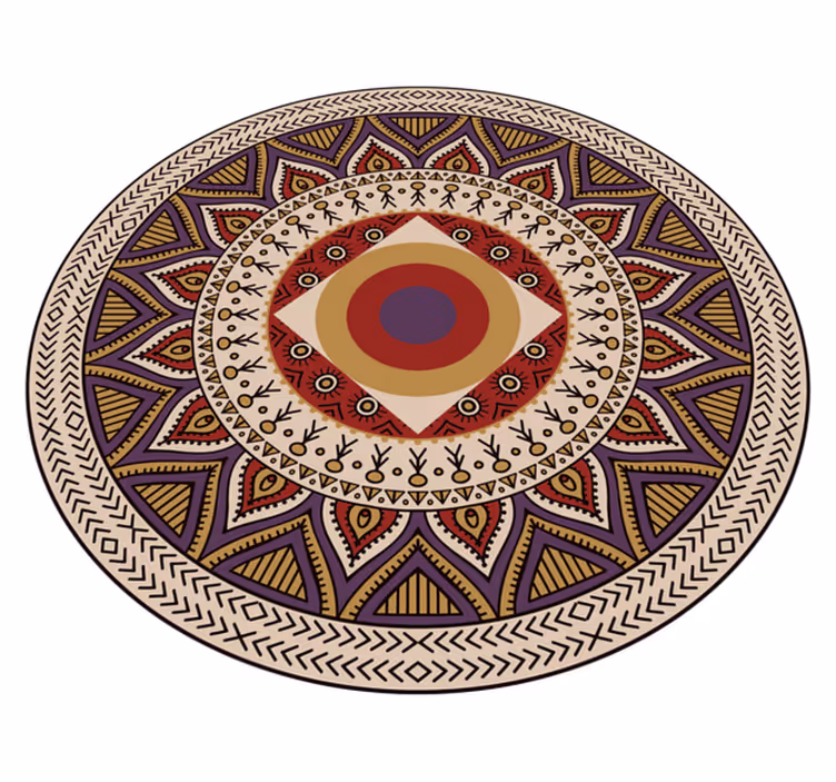 Levendig cirkelvormig patroon vinyl tapijt mandala - TenStickers