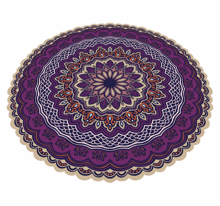 Levendig paars ontwerp vinyl tapijt mandala - TenStickers
