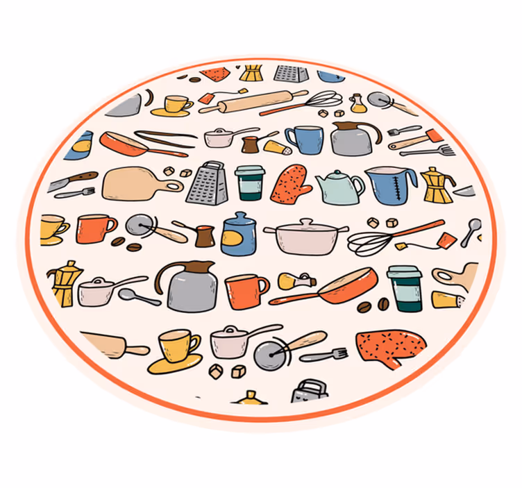 Keukengereedschappencollectie vinyl vloerkleed keuken - TenStickers