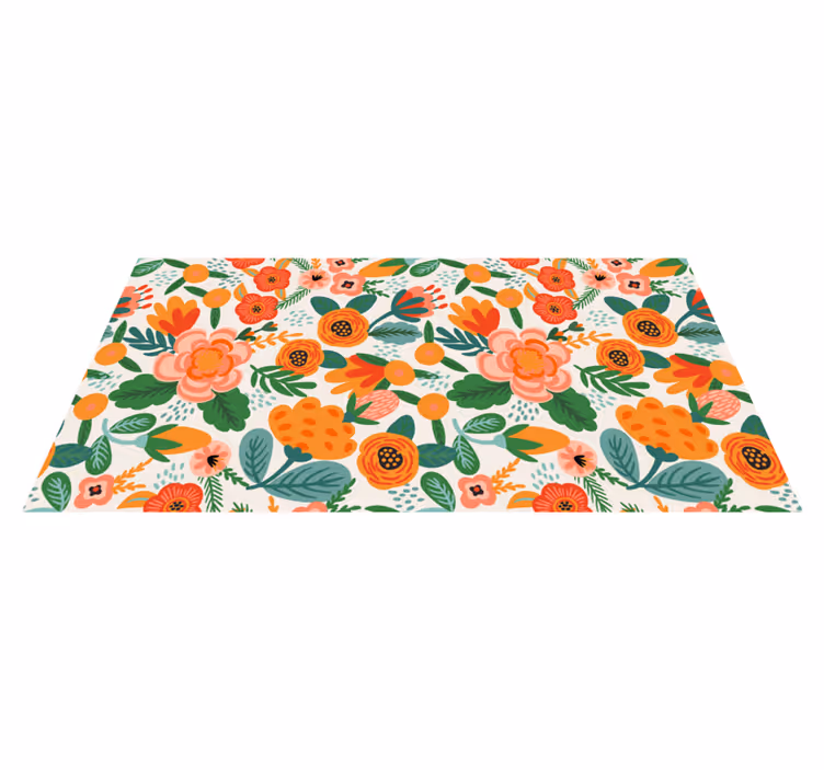 Vinyl tapijt bloemen en planten bloemenweide patroon - TenStickers