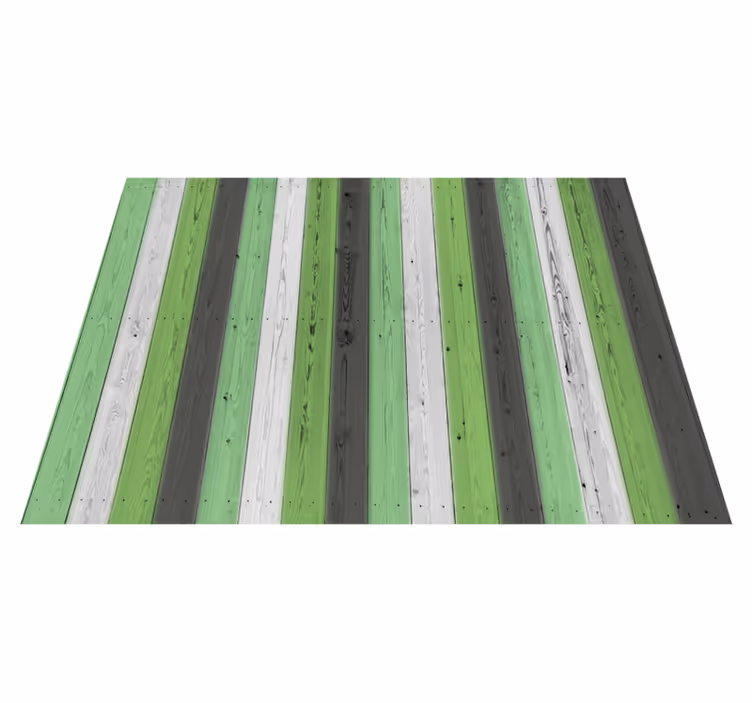 Groen gestreepte panelen vinyl tapijt met houtstructuur - TenStickers