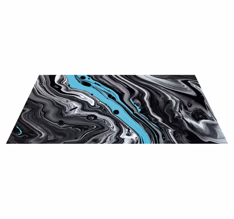 Wervelende zwart en blauw marmeren vinyl tapijt - TenStickers