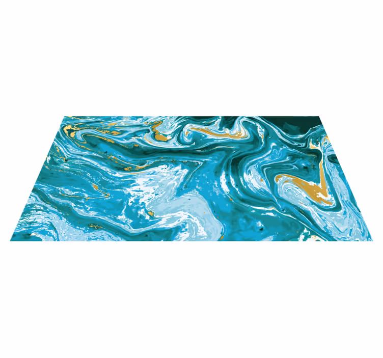 Wervelende aqua elegantie marmeren vinyl tapijt - TenStickers