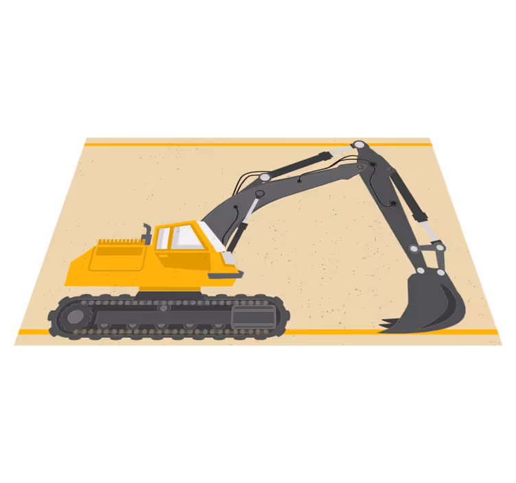 Vinyl tapijt voor meer kinderen met graafmachine illustratie - TenStickers