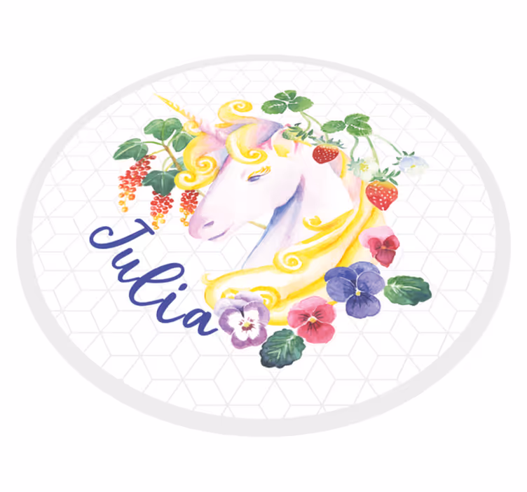 Aangepaste eenhoornbloesem vinyl tapijt tiener - TenStickers
