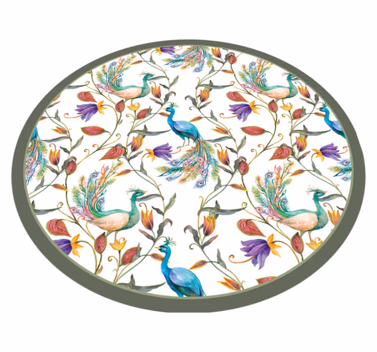 Vinyl tapijt Tuin bloemen met kleine vogels - TenStickers