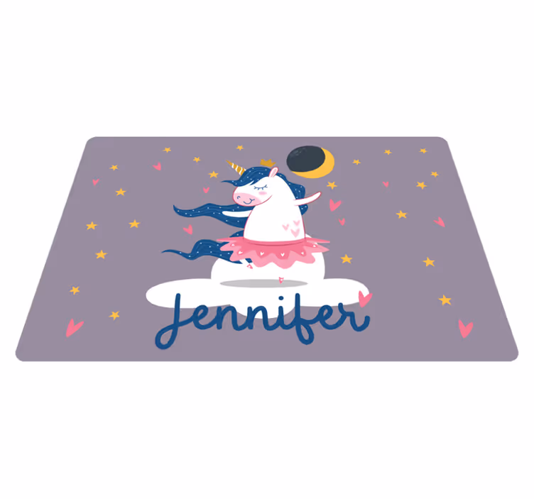 Aangepaste dansende eenhoorn vinyl tapijt voor meer kinderen - TenStickers