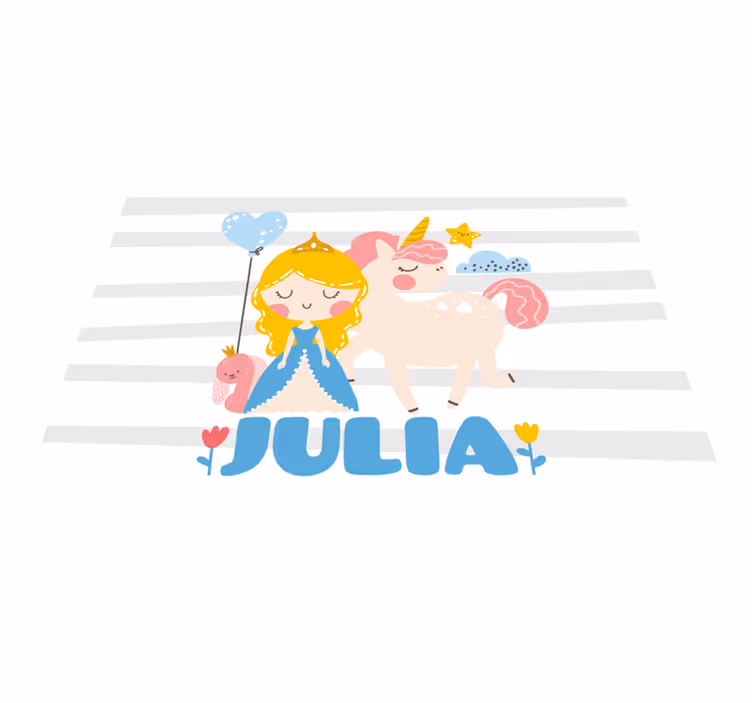 Vinyl tapijt voor meer kinderen eenhoorn en prinses - TenStickers