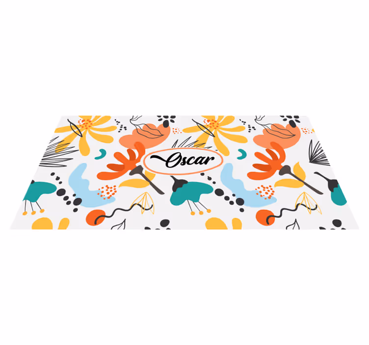 Op maat gemaakte abstracte bloemen vinyl tapijt slaapkamer - TenStickers